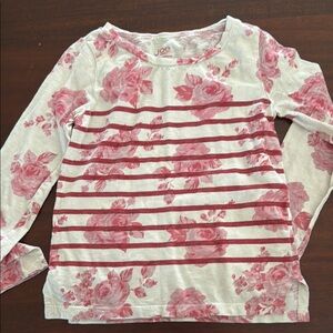 Joe Fresh Long Sleeve Pink and White Floral Tee
